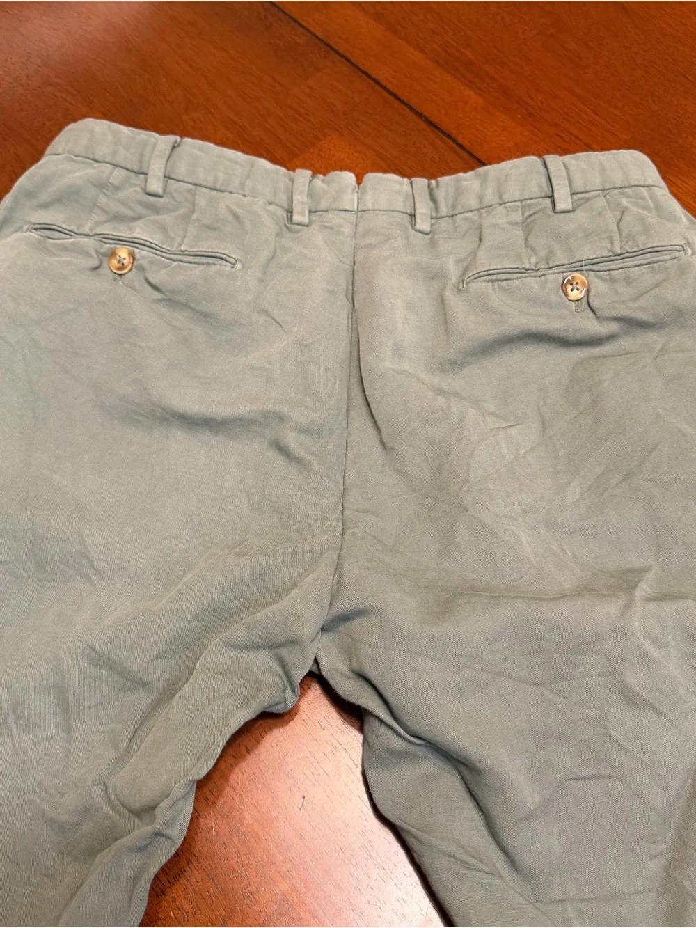Incotex Slowear Chinolino Mens Green Linen Cotton Trousers Chino Pants 34x32